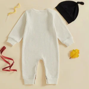 New Year Baby Boy Romper with Hat and Long Sleeve